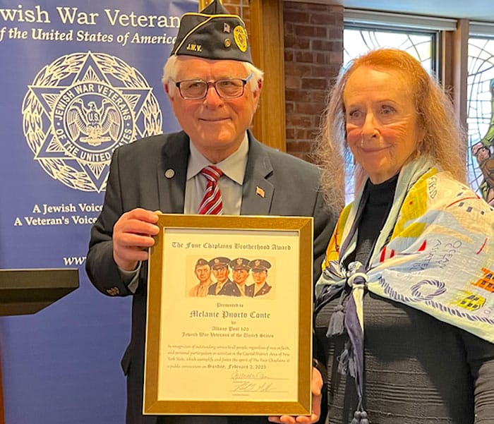 JWV notes efforts of Melanie Puorto Conte  at annual Four Chaplains Award presentation